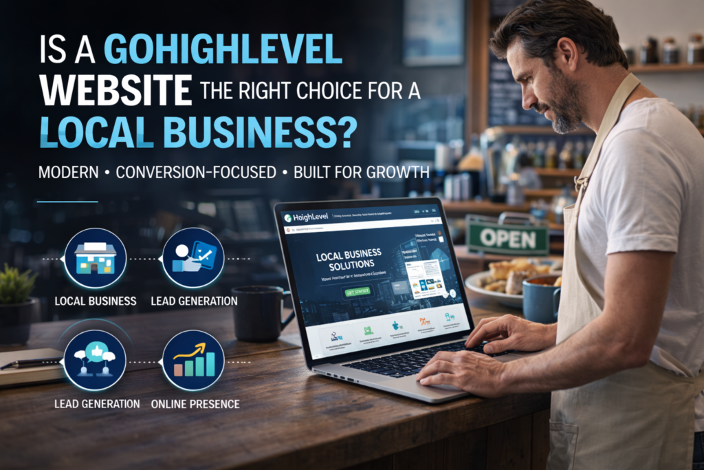 Go High Level Local Business Owner Using Laptop