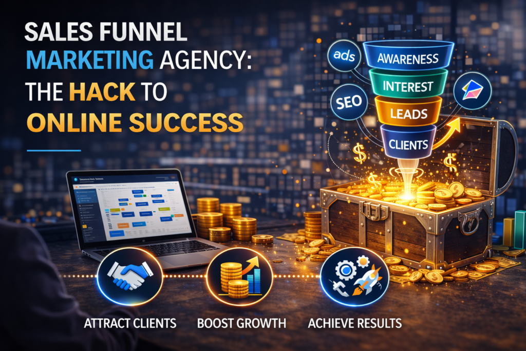 Marketing agency sales funnel system showing growth strategy and lead generation process for online success