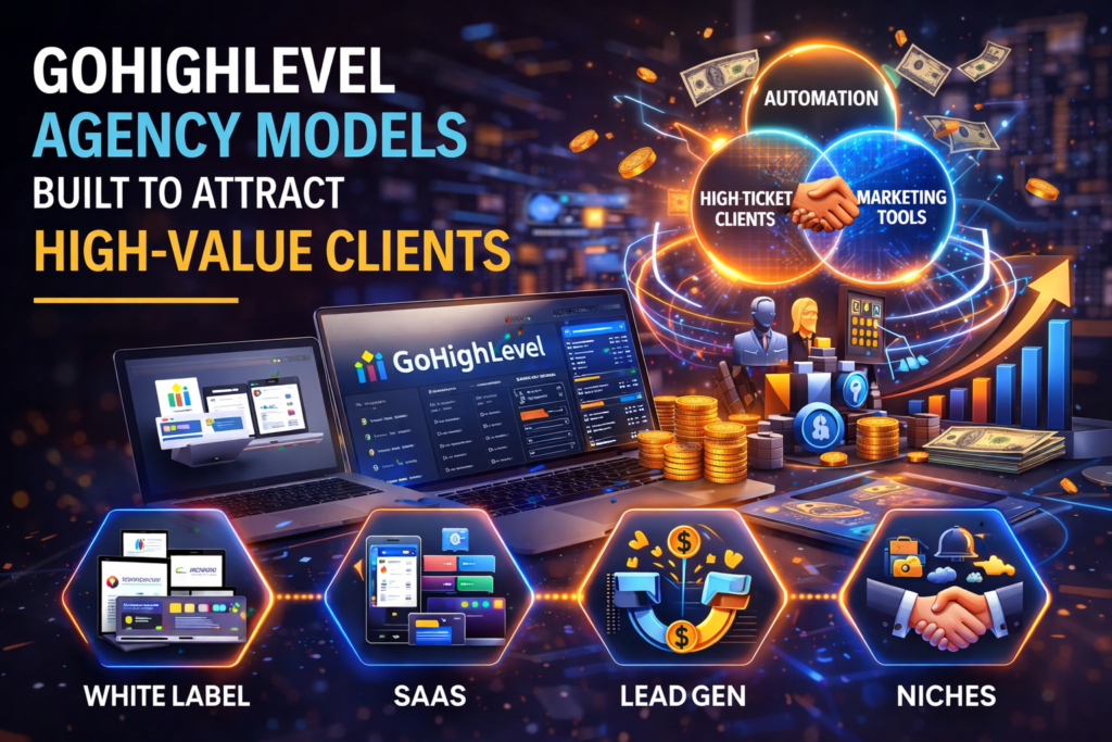 GoHighLevel agency models showing white label SaaS and lead generation strategies used to attract high value clients and scale digital marketing agencies
