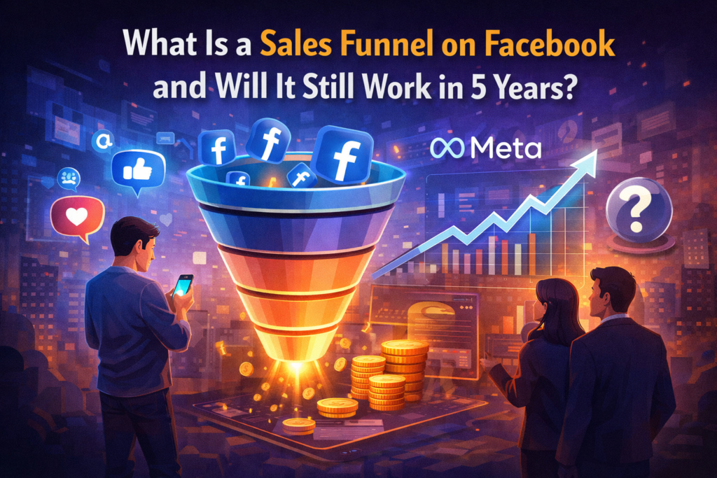 Sales funnel on Facebook showing how lead generation and conversion systems work with Meta ads and whether they will remain effective in the next 5 years