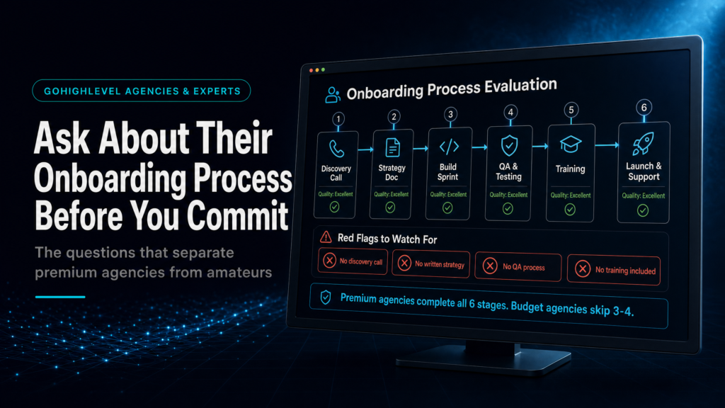 GoHighLevel Onboarding Setup: What To Ask Your Agency Before You Commit